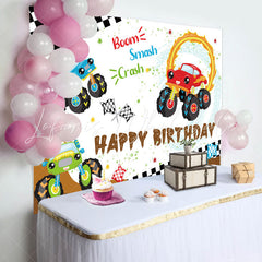 Lofaris Boom Smash Crash SUV Game Birthday Backdrop For Boy