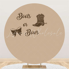 Lofaris Boot Or Bow Brown Pattern Round Baby Shower Backdrop