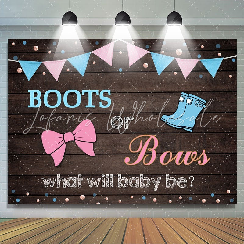 Lofaris Boots or Bows Gender Reveal Backdrop for Baby Shower