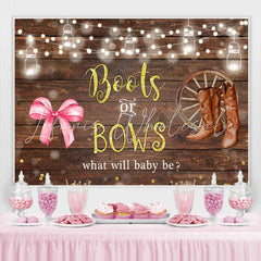 Lofaris Boots Or Bows Lights Wood Backdrop for Baby Shower