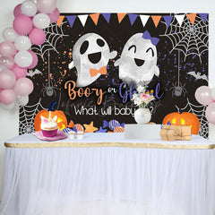 Lofaris Booy Or Ghoul Black Halloween Gender Reveal Backdrop