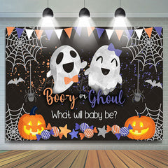 Lofaris Booy Or Ghoul Black Halloween Gender Reveal Backdrop