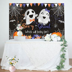 Lofaris Booy Or Ghoul Black Halloween Gender Reveal Backdrop