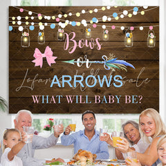 Lofaris Bows and Arrows Light Wooden Gender Baby Shower Backdrop