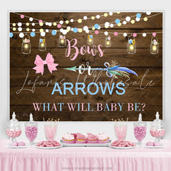 Lofaris Bows and Arrows Light Wooden Gender Baby Shower Backdrop