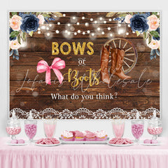 Lofaris Bows Or Boots Floral Rustic Wood Baby Shower Backdrop