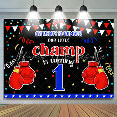 Lofaris Boxing Champion Confetti Happy 1st Birthday Backdrop