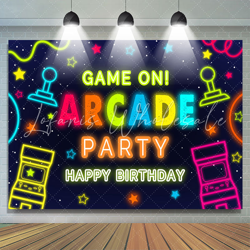 Lofaris Boy Game On Arcade Party Happy Birthday Backdrop