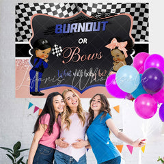 Lofaris Cute Burnout Bows Gender Reveal Party Backdrop