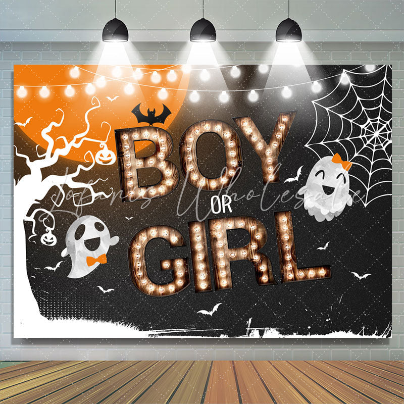 Lofaris Boy Or Girl Halloween Theme Gender Reveal Backdrop