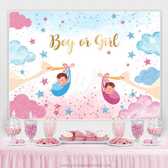 Lofaris Boy Or Girl Starry Cloud Crane Gender Reveal Backdrop