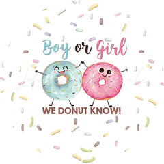 Lofaris Cute We Donut Know Round Baby Shower Backdrop