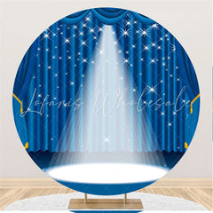 Lofaris Bright Light Blue Curtain Round Birthday Party Backdrop