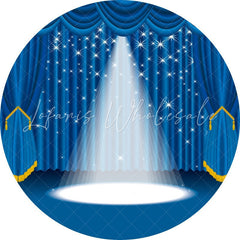 Lofaris Bright Light Blue Curtain Round Birthday Party Backdrop