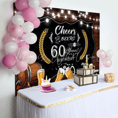 Lofaris Brown And Black Light Ballon 60Th Birthday Backdrop