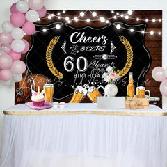 Lofaris Brown And Black Light Ballon 60Th Birthday Backdrop