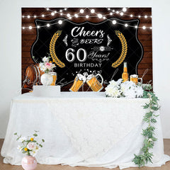 Lofaris Brown And Black Light Ballon 60Th Birthday Backdrop