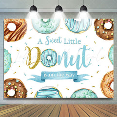 Lofaris Brown And Blue Glitter Donut Theme Baby Shower Backdrop