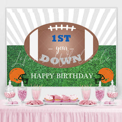 Lofaris Brown Ball And Grassland 1st Happy Birthday Backdrop