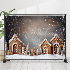 Lofaris Brown Biscuit House Snowy Winter Christmas Backdrop