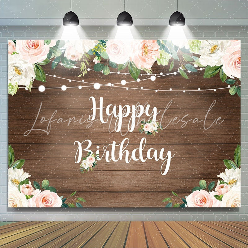 Lofaris Brown Floor Flowers Wall Backdrop for Newborn Birthday