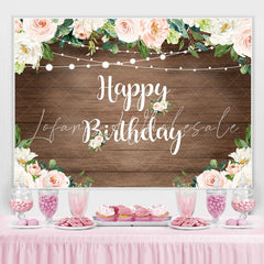 Lofaris Brown Floor Flowers Wall Backdrop for Newborn Birthday