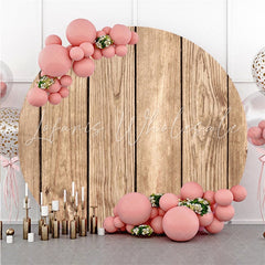 Lofaris Brown Stripe Wooden Circle Happy Birthday Backdrop