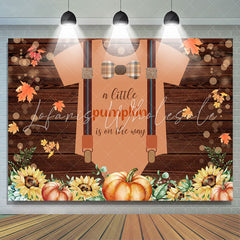 Lofaris Brown Wood Pumpkin Floral Baby Shower Backdrop