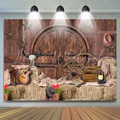 Lofaris Brown Wooden And Western Cowboy Birthday Party Backdrop