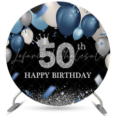 Lofaris Bule Balloons Theme Happy 50Th Birthday Circle Backdrop