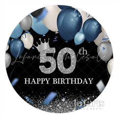 Lofaris Bule Balloons Theme Happy 50Th Birthday Circle Backdrop