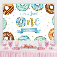 Lofaris Bule Donuts Sweet 1St Happy Birthday Backdrop For Boy