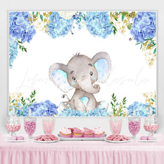 Lofaris Bule Purple Little Floral Elephent Baby Shower Backdrop