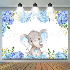 Lofaris Bule Purple Little Floral Elephent Baby Shower Backdrop