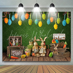 Lofaris Bunny Crossing And Wood Box Green Baby Shower Backdrop