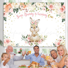 Lofaris Bunny Is Turning One And Floral Birthday Theme Backdrop