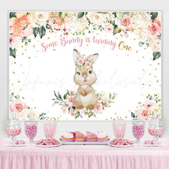 Lofaris Bunny Is Turning One And Floral Birthday Theme Backdrop