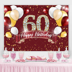 Lofaris Burgundy And Gold Balloon Happy 60Th Birthday Backdrop