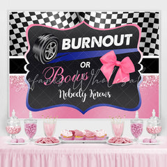 Lofaris Burnout Or Bows Black and Pink Baby Shower Backdrop