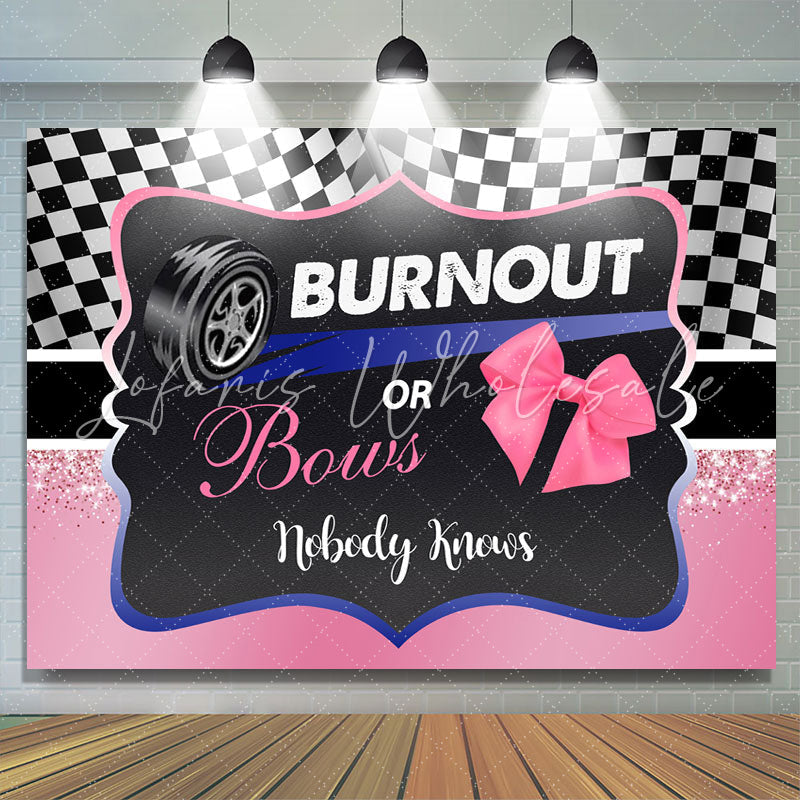 Lofaris Burnout Or Bows Black and Pink Baby Shower Backdrop