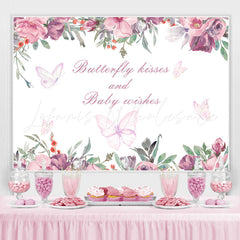 Lofaris Butterfly Kiss Baby Wishes Floral Backdrop for Shower