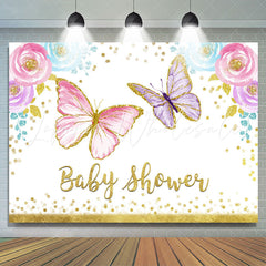 Lofaris Butterfly Watercolor Floral Girl Baby Shower Backdrop