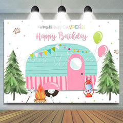 Lofaris Calling all Happy Campers camping birthday backdrop