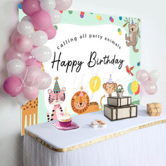 Lofaris Calling All Party Animal Dot Happy Birthday Backdrop