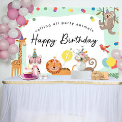 Lofaris Calling All Party Animal Dot Happy Birthday Backdrop