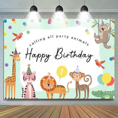 Lofaris Calling All Party Animal Dot Happy Birthday Backdrop