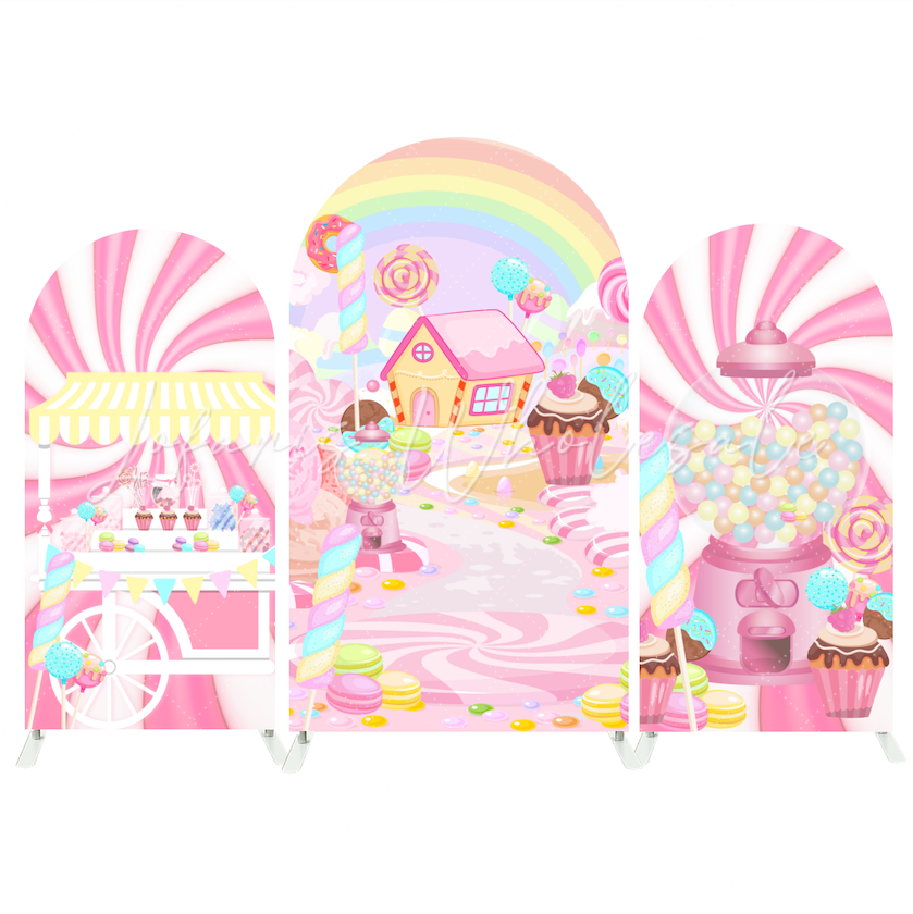 Candy Donut Birthday Baby Shower Party Arch Backdrop Wall Cloth Cover