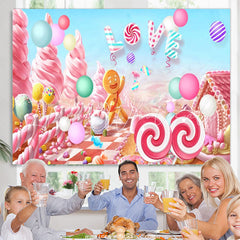 Lofaris Candy Land Ginger Bread Girl Kids Birthday Backdrop