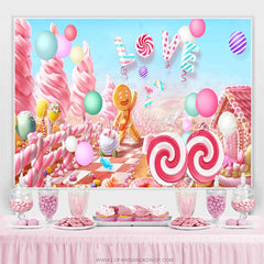 Lofaris Candy Land Ginger Bread Girl Kids Birthday Backdrop