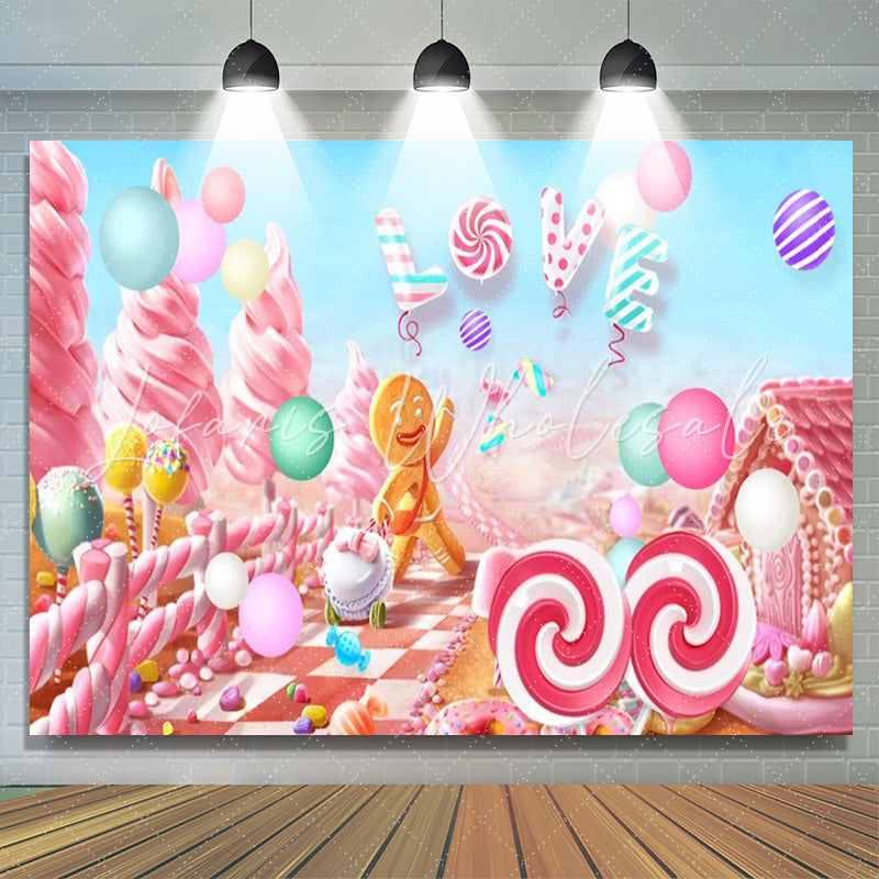 Lofaris Candy Land Ginger Bread Girl Kids Birthday Backdrop